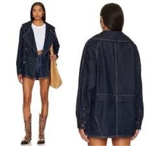 Free People Denim Car Coat NWOT